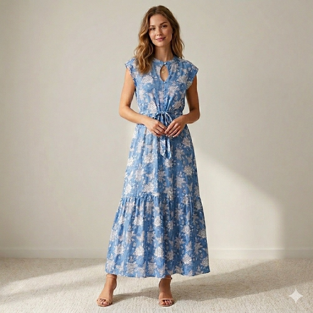 Emerson Fry Blue Floral Maxi Dress